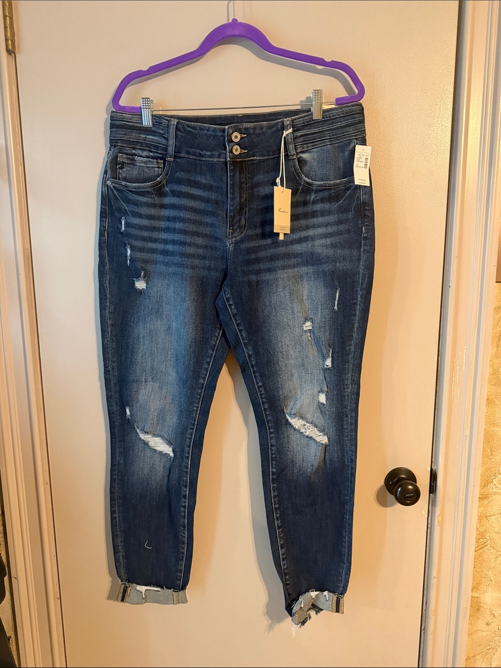 KanCan Navy Blue Distressed Boyfriend Jeans